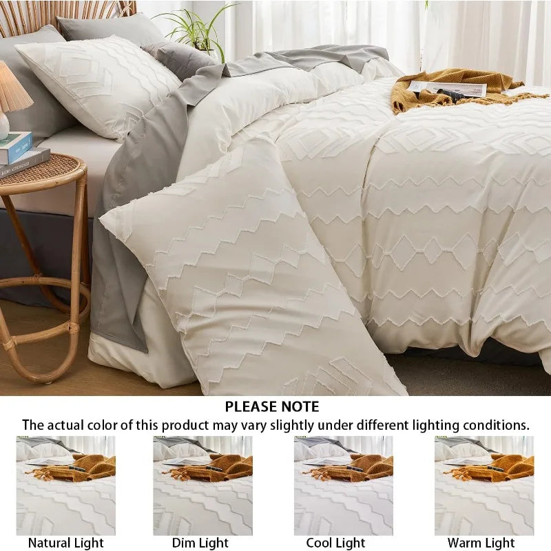 Jacquard-Pattern Duvet Cover Set, 3 Pieces, 12 Colors, 2 Sizes