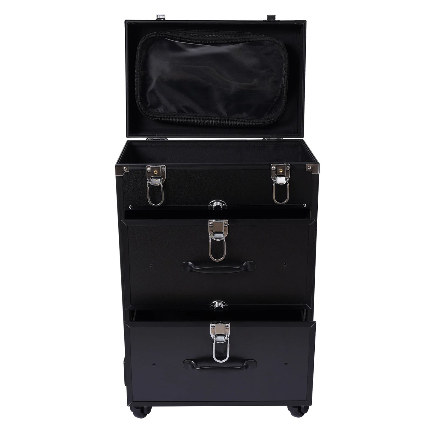 3 Tier Rolling Makeup Case Storage, with Locks, Professional Cosmetic Trolley, 2 Colors