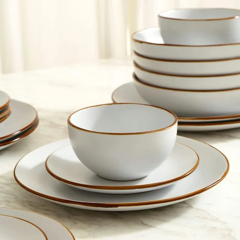 16-Piece Stoneware Dinnerware Set, 5 Colors