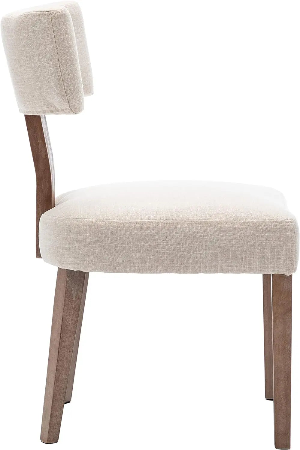 Set of 6 Dining Room, Living Room or Kitchen Side Chairs, Linen Upholstered, Wood Legs, Curved Wingback