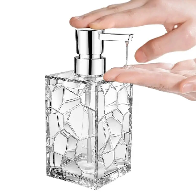 Transparent Hand Soap Dispenser, Refillable, Bathroom or Kitchen Accessory