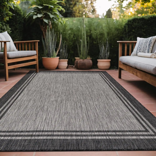 5 X 7 ft. Indoor/Outdoor Washable Rug, Non-Shedding and Waterproof, Easy to Clean, 2 Colors