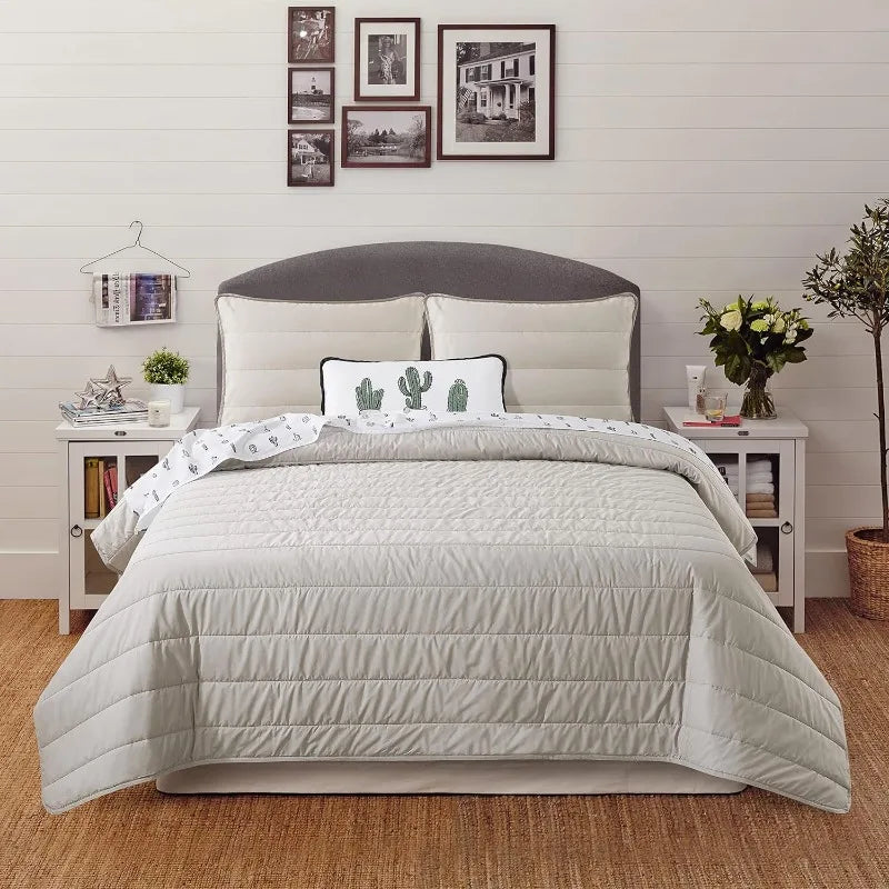 Lightweight Quilted Cotton Bedspread, Pillow Sham(s), 4 Sizes, 8 Colors