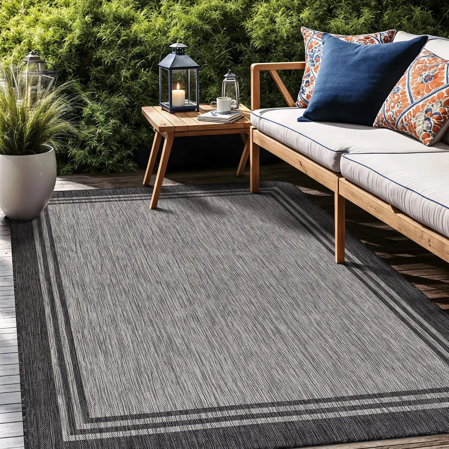 5 X 7 ft. Indoor/Outdoor Washable Rug, Non-Shedding and Waterproof, Easy to Clean, 2 Colors