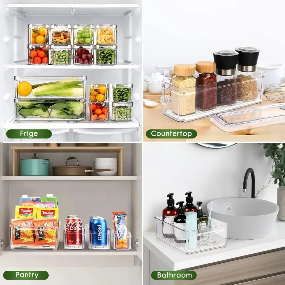 Stackable Refrigerator Organizer Containers - 14 Pack