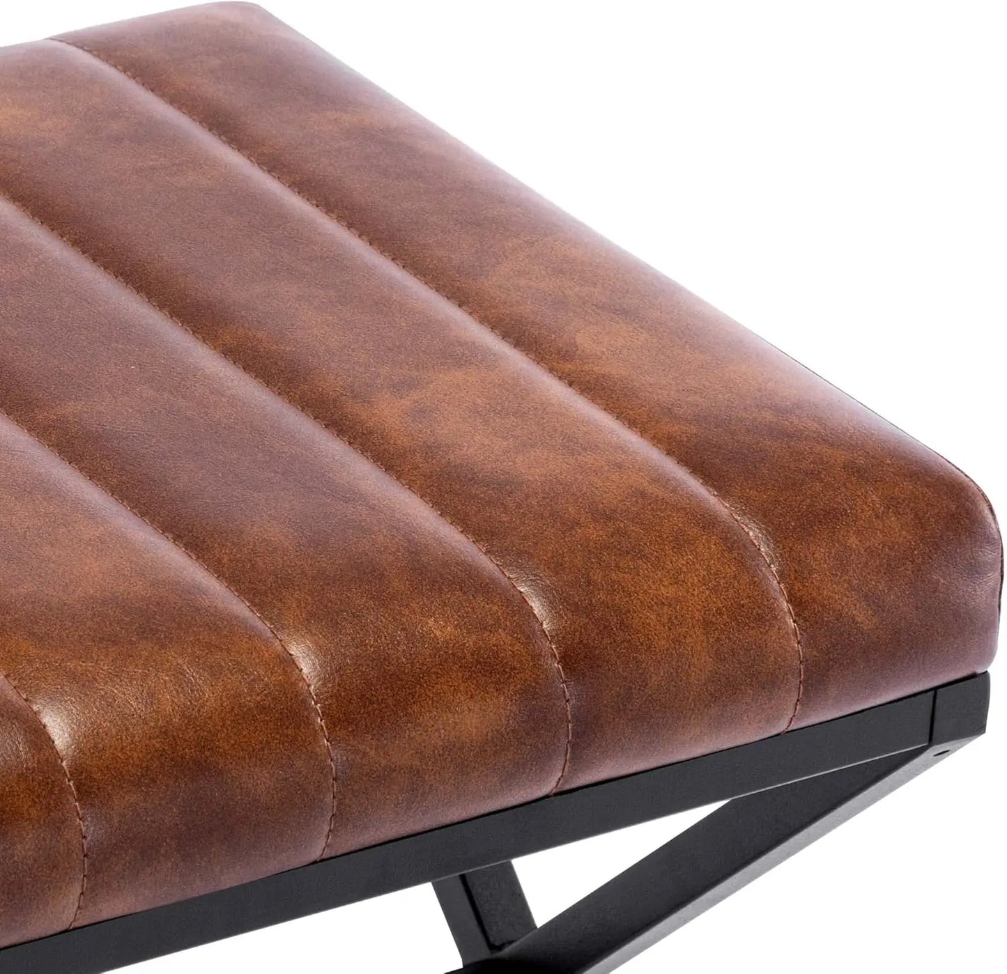 Faux Leather Ottoman/Stool, with Metal Legs