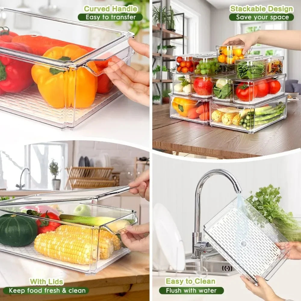 Stackable Refrigerator Organizer Containers - 14 Pack