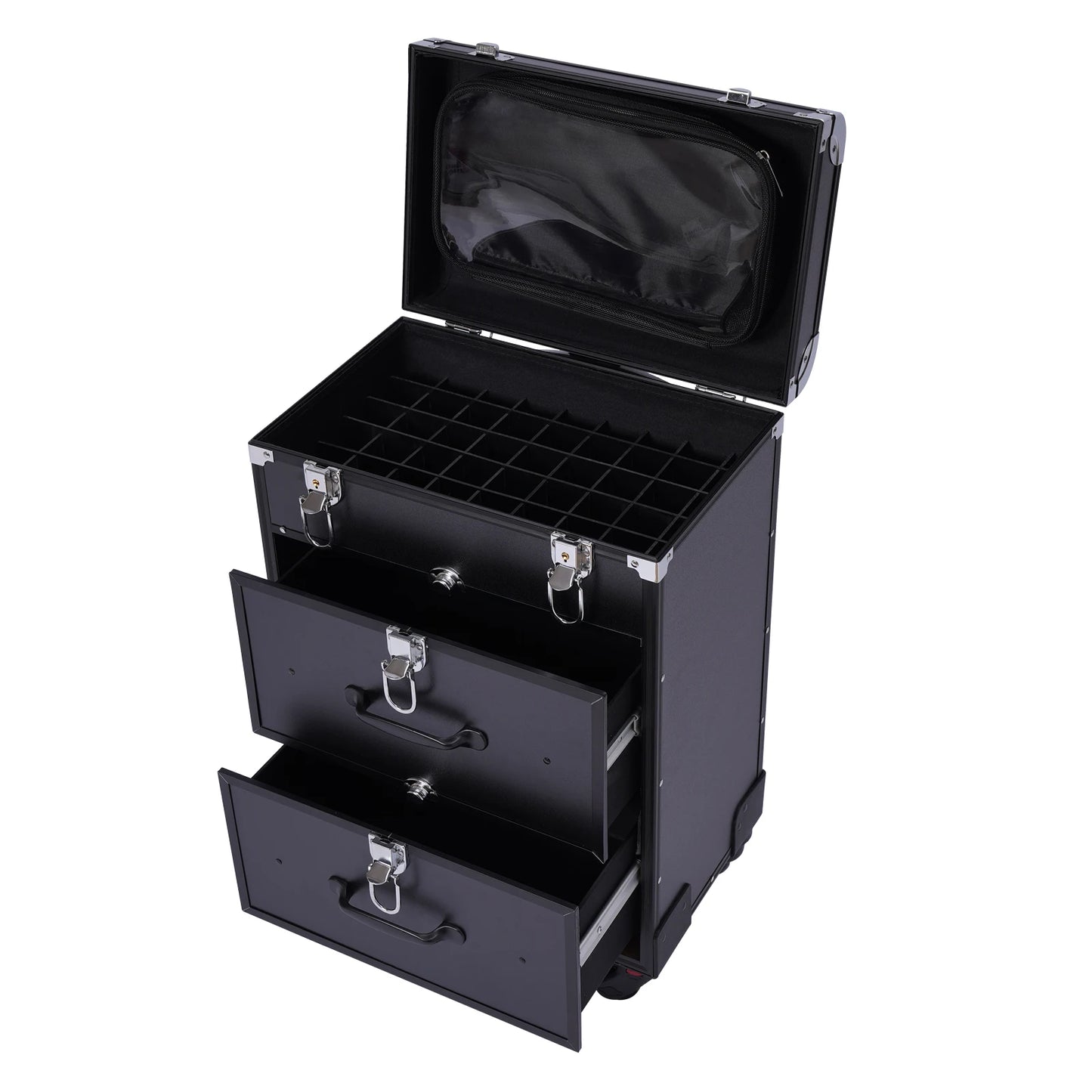 3 Tier Rolling Makeup Case Storage, with Locks, Professional Cosmetic Trolley, 2 Colors