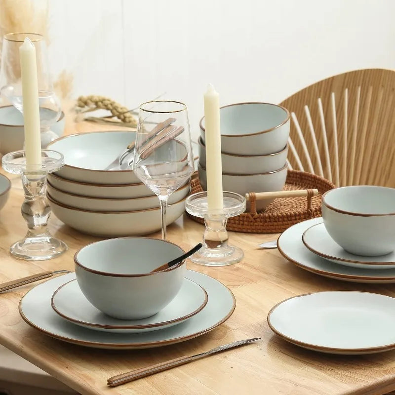 16-Piece Stoneware Dinnerware Set, 5 Colors