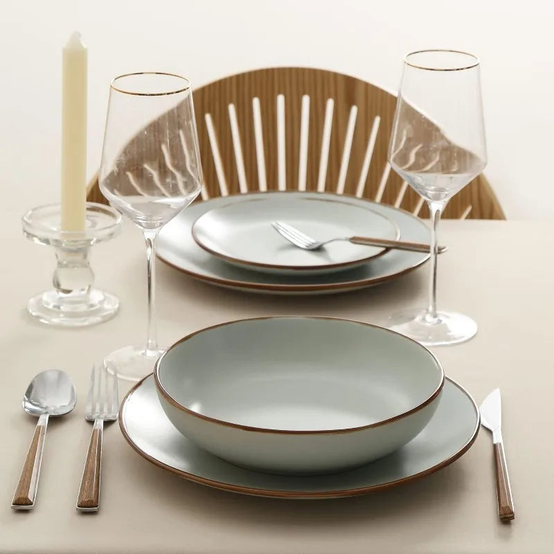 16-Piece Stoneware Dinnerware Set, 5 Colors