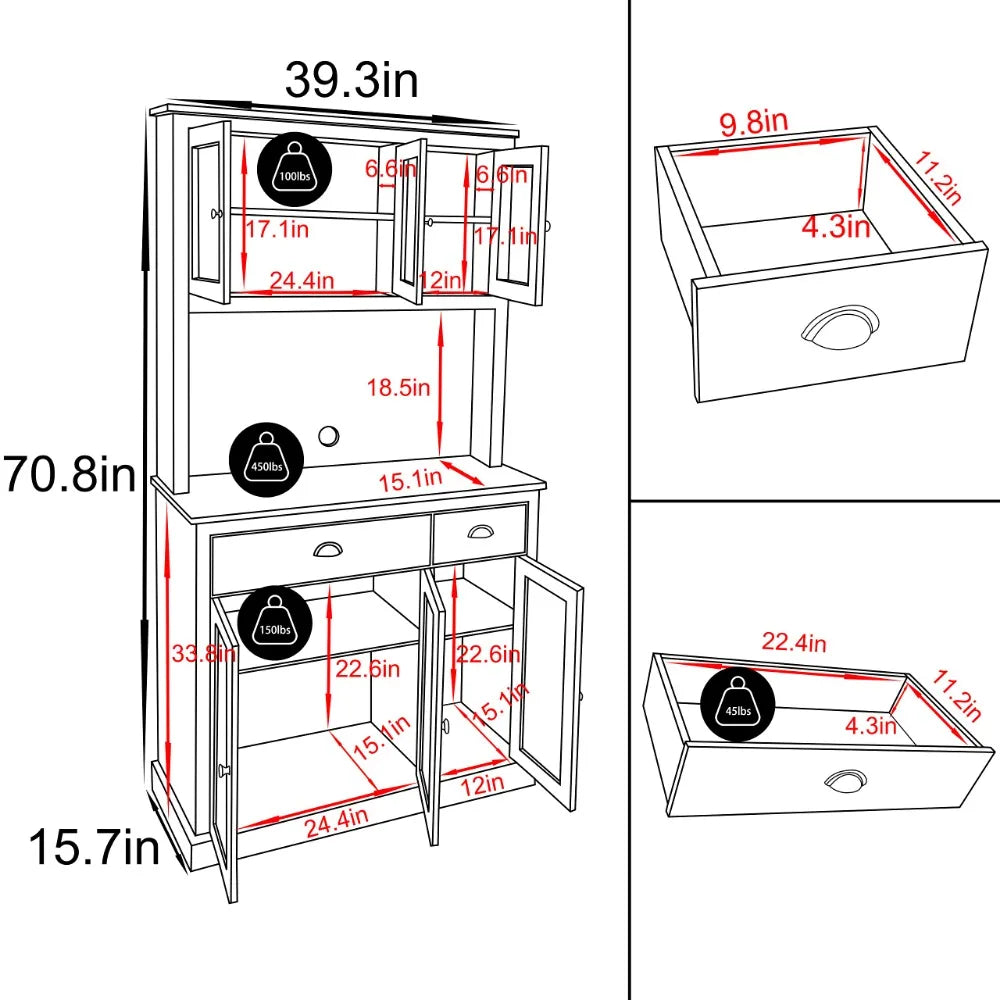 Storage Cabinet with Microwave Stand