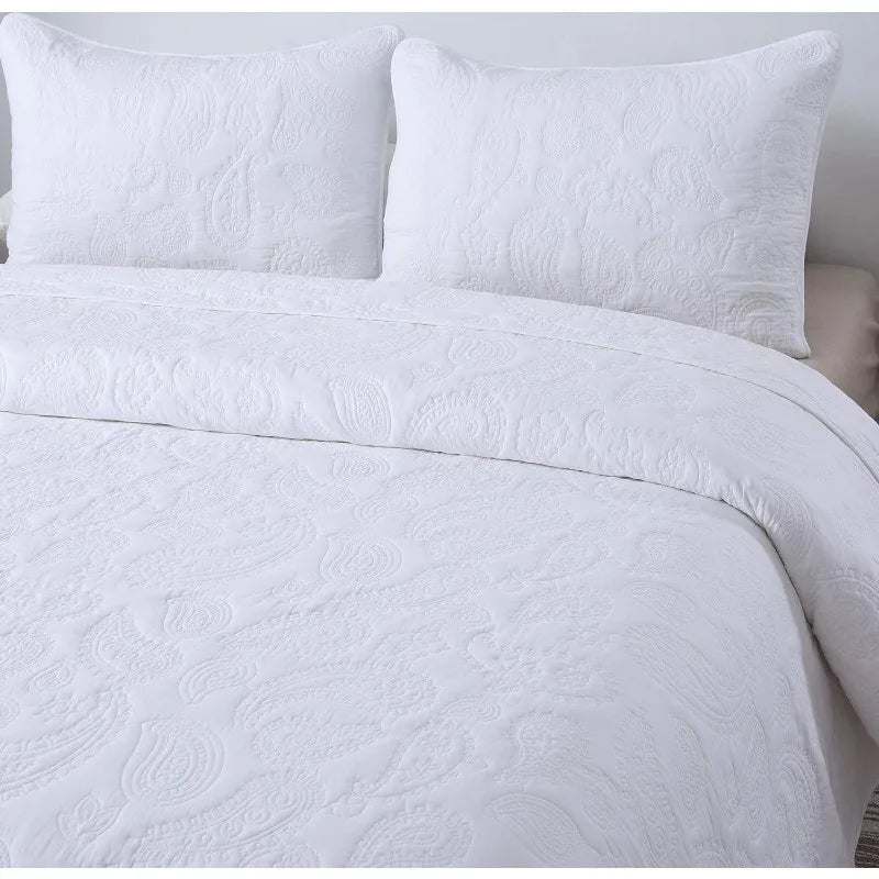 Lightweight Quilted Cotton Bedspread, Pillow Sham(s), 4 Sizes, 8 Colors