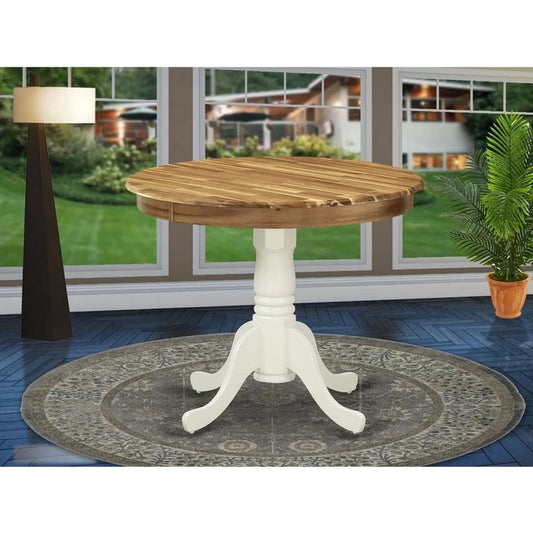 Round Wooden Dining Table, with Pedestal Base, 36 Inch x 36 Inch, 4 Colors