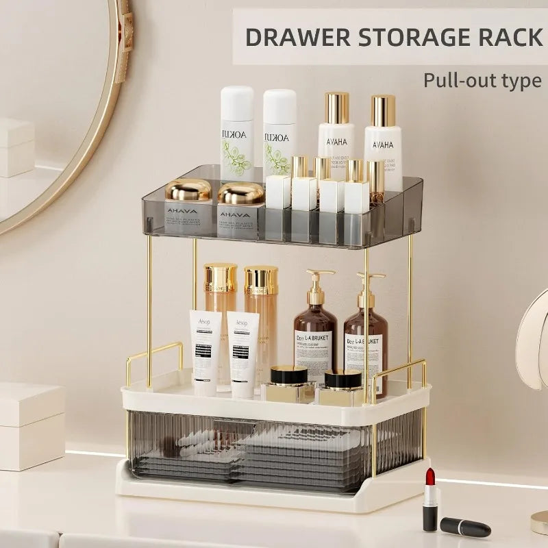 Makeup Organizer with 2 Drawers, Large Capacity Counter Storage, 3 Colors