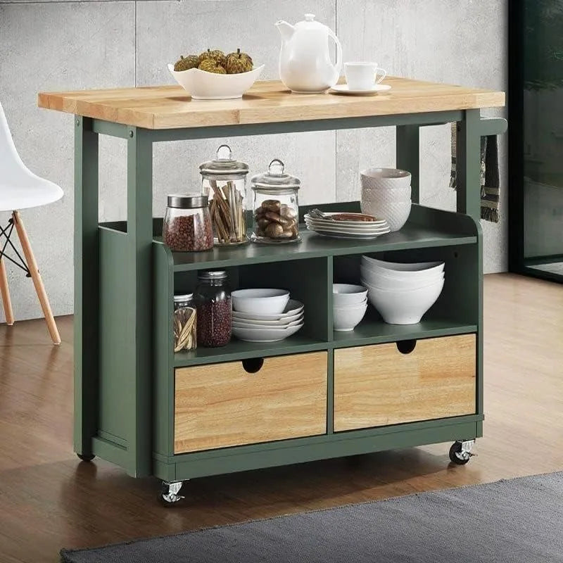 Rolling Kitchen Island Cart, with Storage & Drop Leaf, on Wheels, 3 Colors