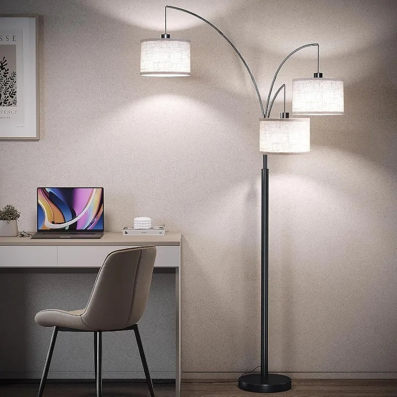 78 Inches Tall Standing Floor Lamp, 3 Lights, Modern Hanging Drum Shade with Heavy Base