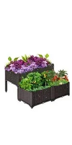 Large Planters for Outdoor Plants Raised Garden Bed Boxes, Raised Plant Pots Perfect for Garden Patio Balcony Deck