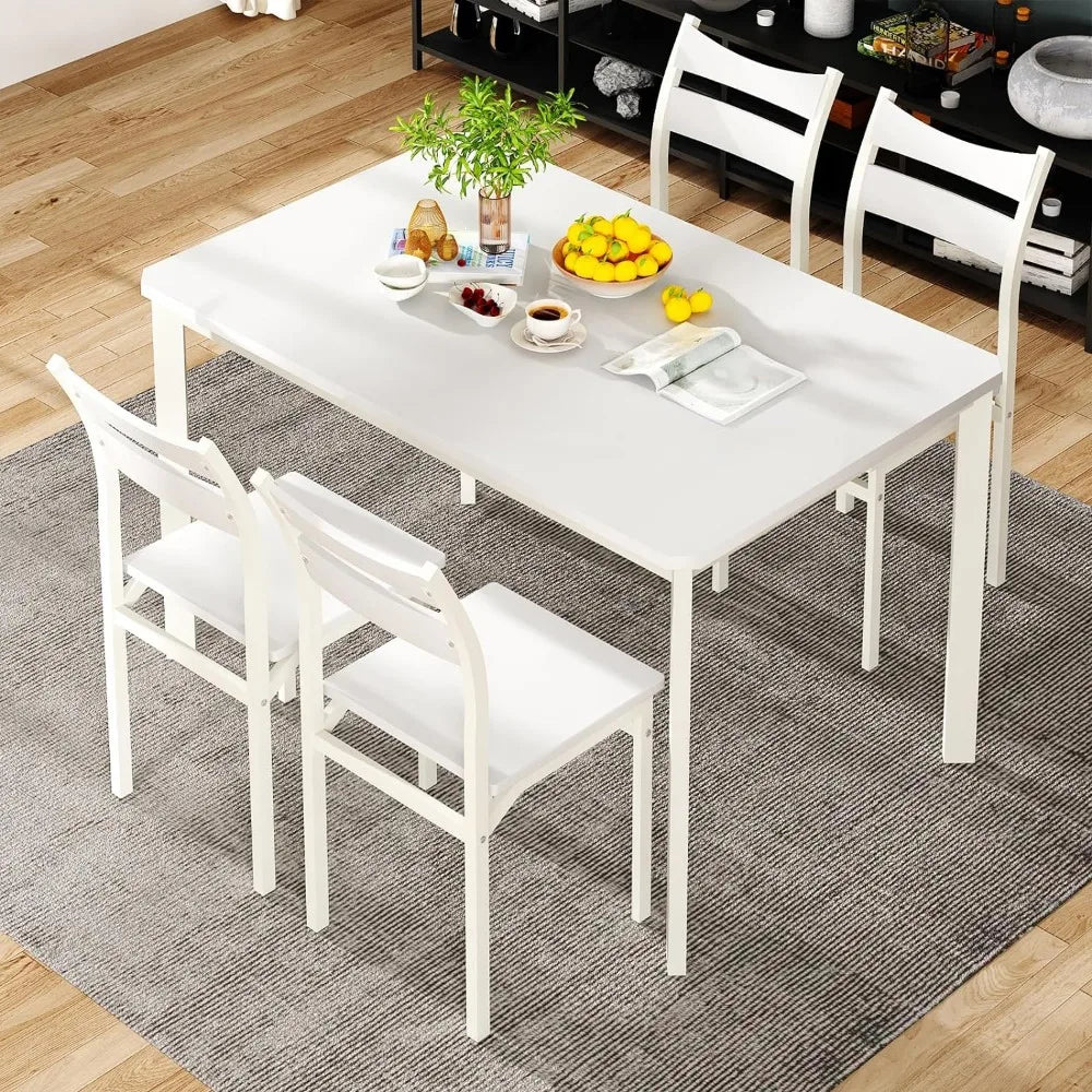 5-Piece Dining Room or Kitchen Table Set, White