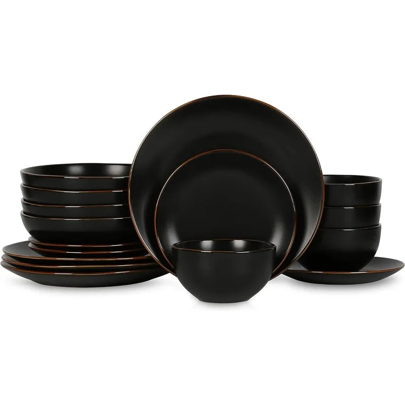 16-Piece Stoneware Dinnerware Set, 5 Colors