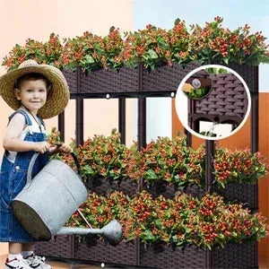 Large Planters for Outdoor Plants Raised Garden Bed Boxes, Raised Plant Pots Perfect for Garden Patio Balcony Deck