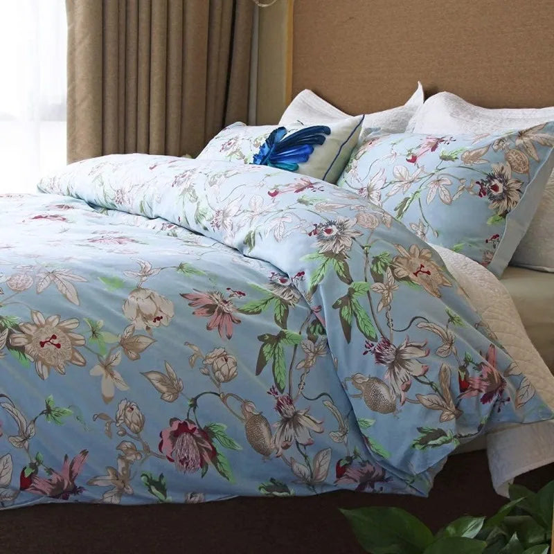 100% Cotton Garden Floral Bedding Set, Reversible, 14 Colors, 4 Sizes