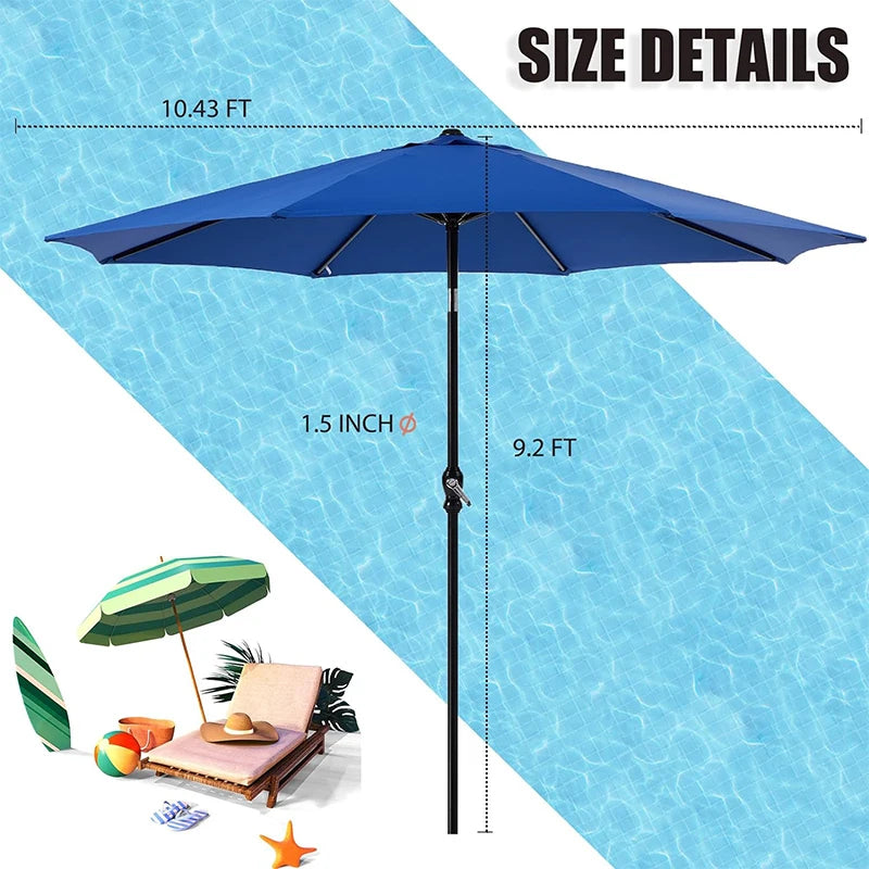 9 Ft. Outdoor Patio Umbrella, Push Button Tilt and Crank, UV Protection & Waterproof, 3 Colors