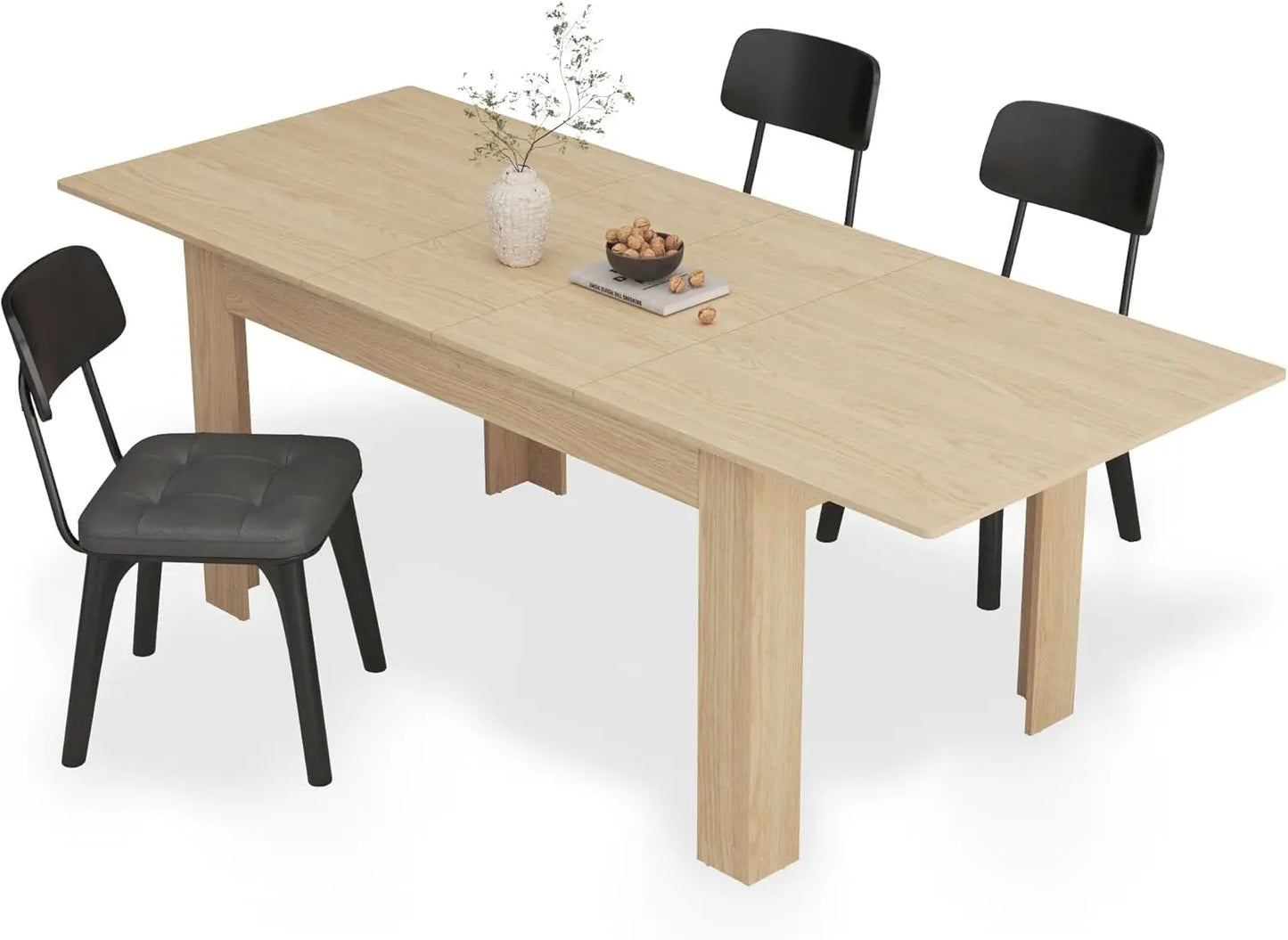 Extendable Wood Dining Table, Seats 6 to 10 People, 2 Colors