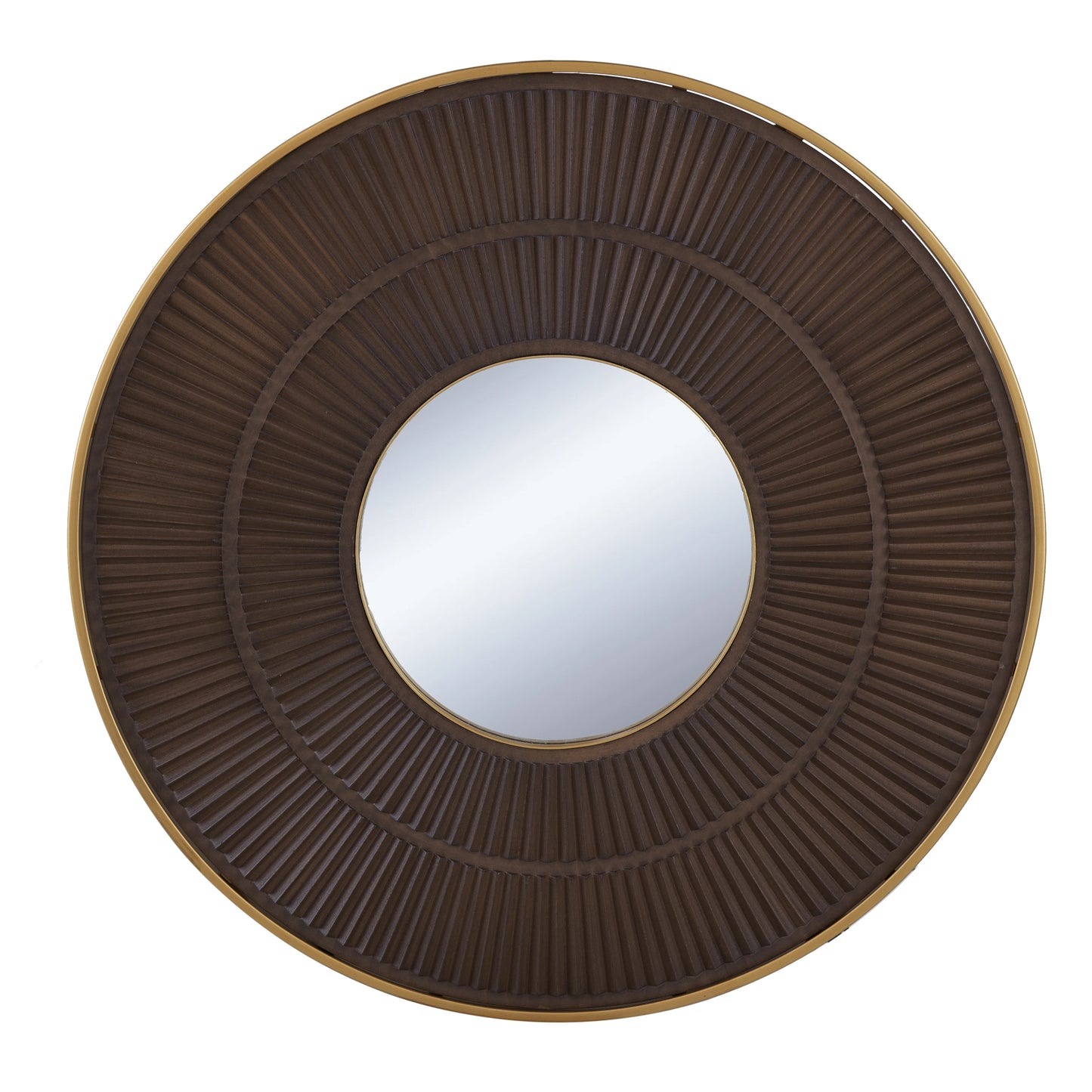 Round Wooden Mirror, Gold Trim, Wall Decor, Use in Any Room