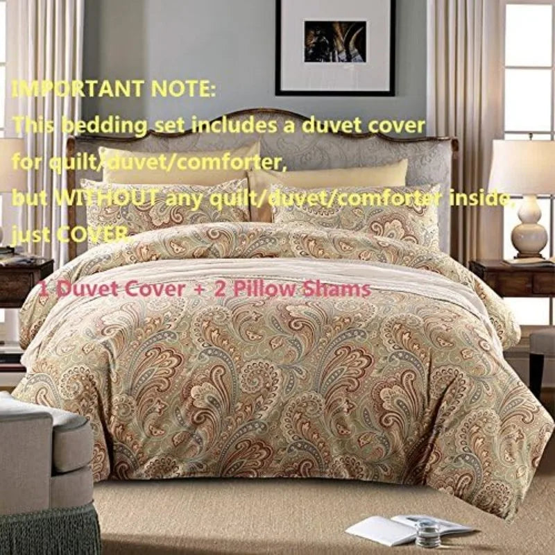 100% Cotton Garden Floral Duvet Cover Set, 3 Pieces, Reversible, 14 Colors, 4 Sizes