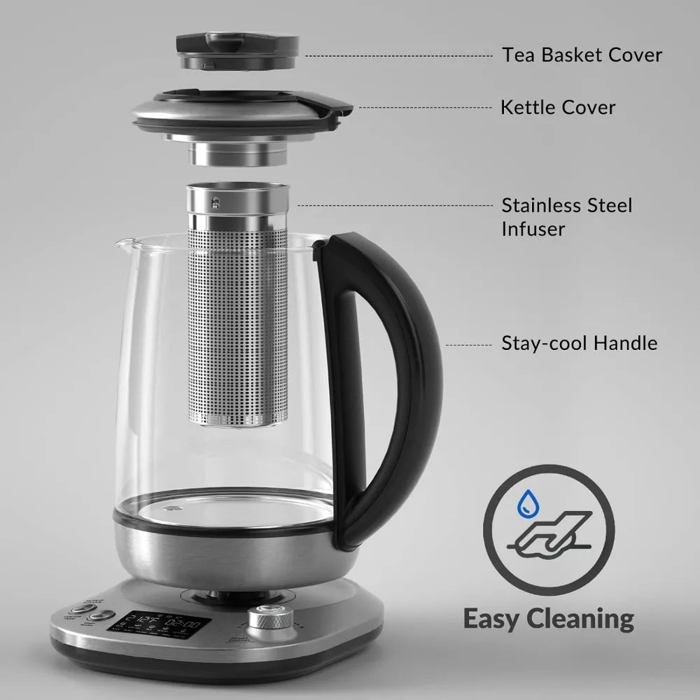 Electric Tea Kettle, Removable Infuser, 9 Pre-set Brewing Programs, Temperature Control