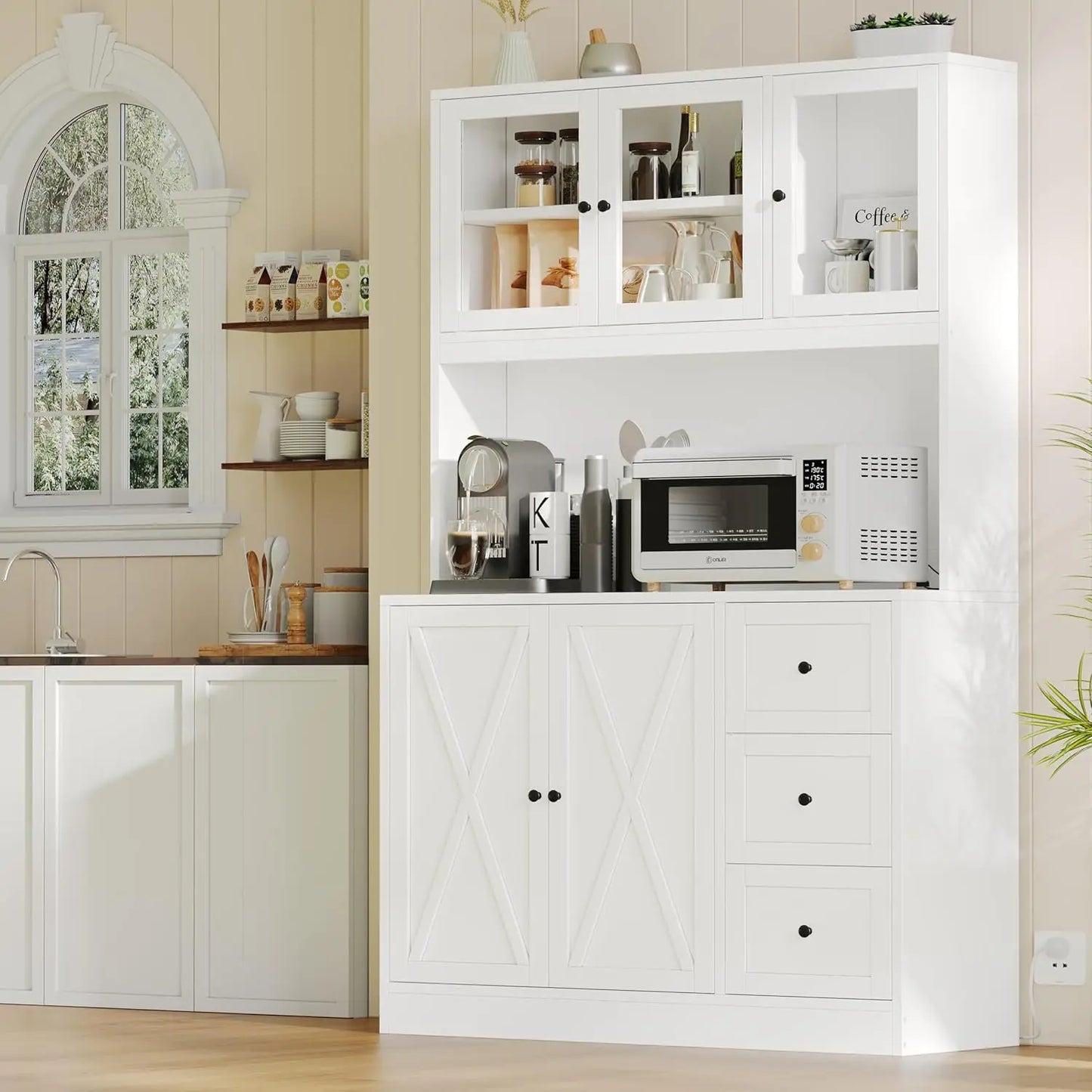 Pantry Cabinet, Charging Station, White