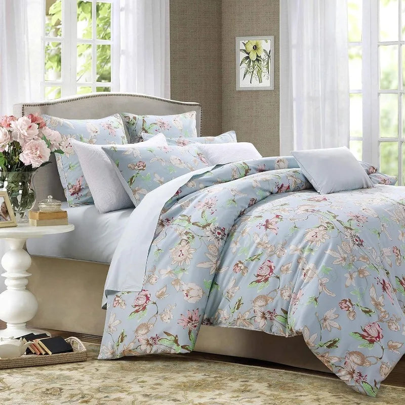 100% Cotton Garden Floral Bedding Set, Reversible, 14 Colors, 4 Sizes