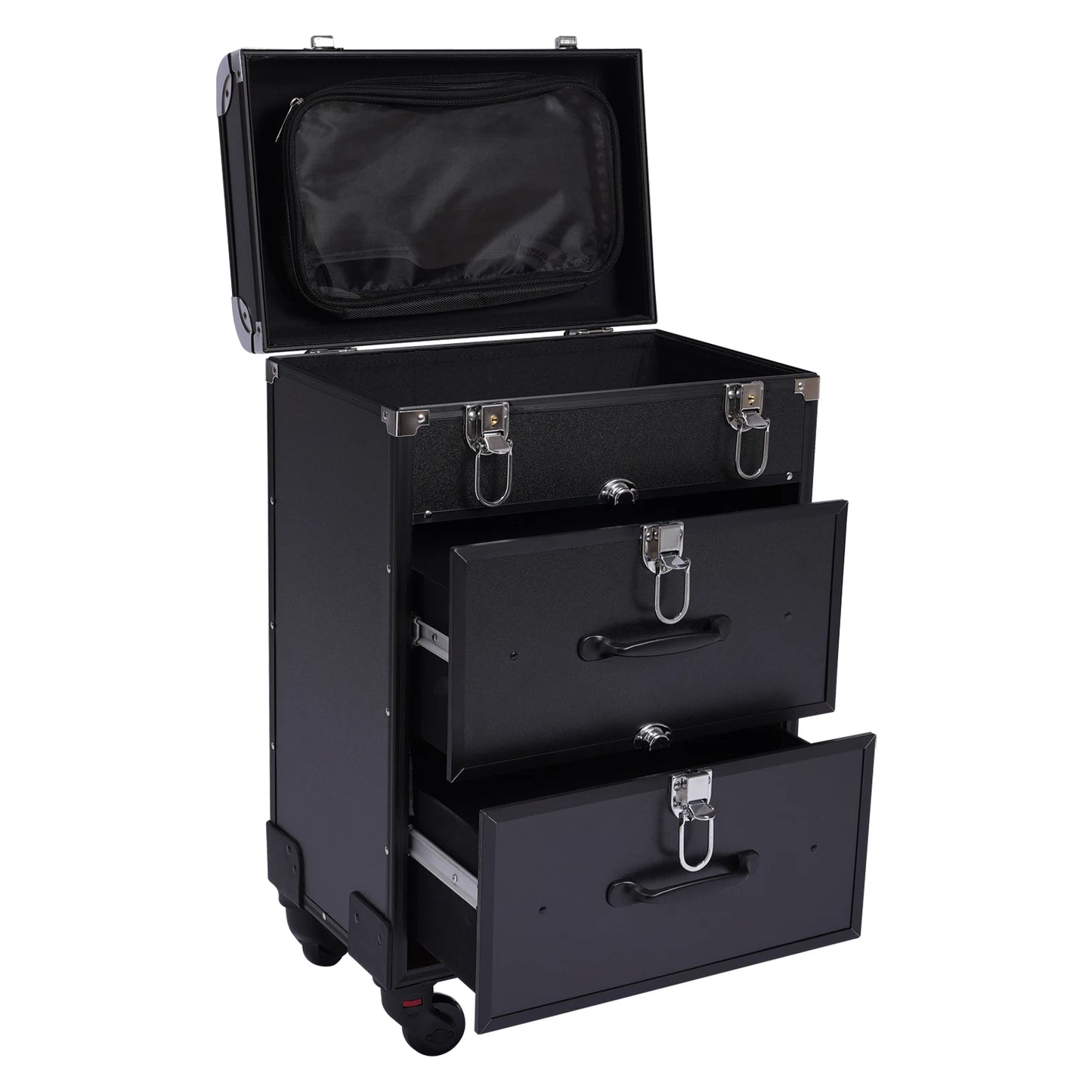 3 Tier Rolling Makeup Case Storage, with Locks, Professional Cosmetic Trolley, 2 Colors