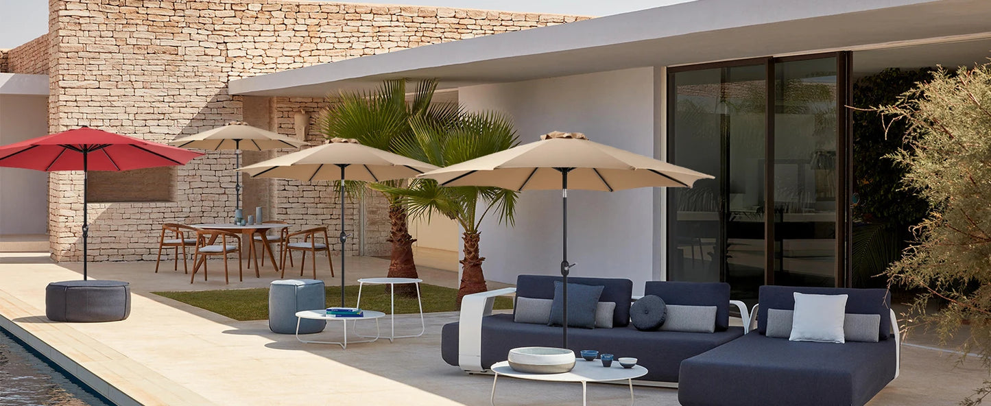 9 Ft. Outdoor Patio Umbrella, Push Button Tilt and Crank, UV Protection & Waterproof, 3 Colors