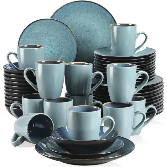 48 Piece Dinnerware Set, Service for 12, Bubble Green