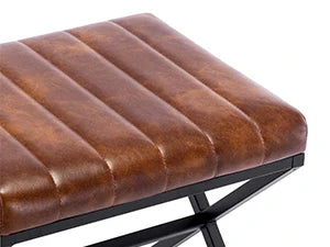 Faux Leather Ottoman/Stool, with Metal Legs