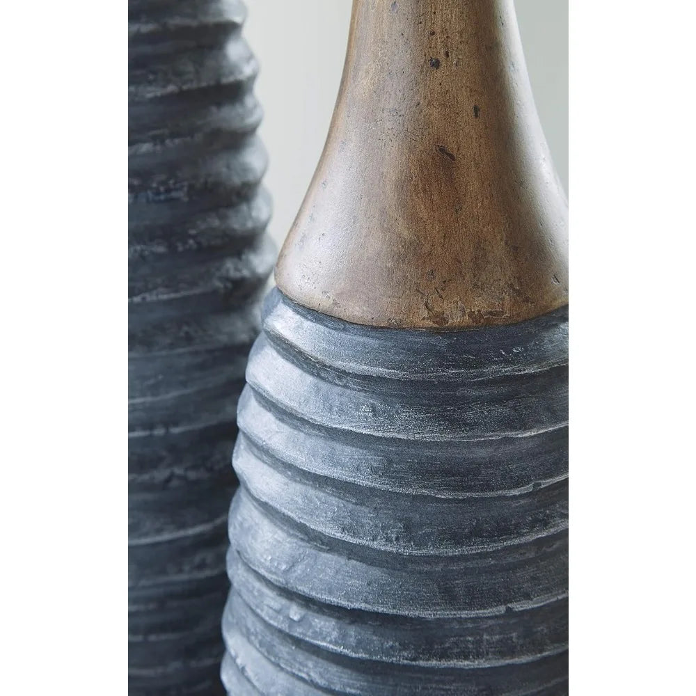 2-piece Decorative Vase Set, Antique Grey and Brown