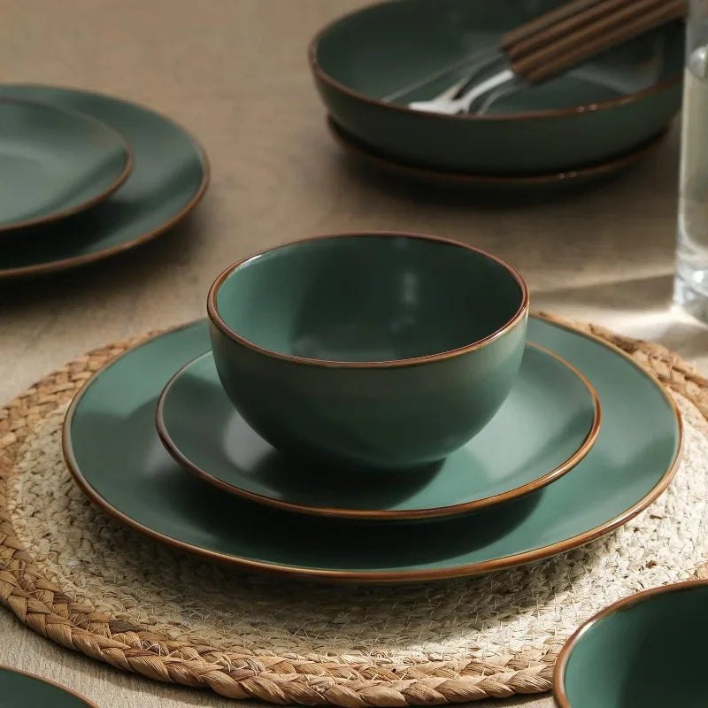 16-Piece Stoneware Dinnerware Set, 5 Colors