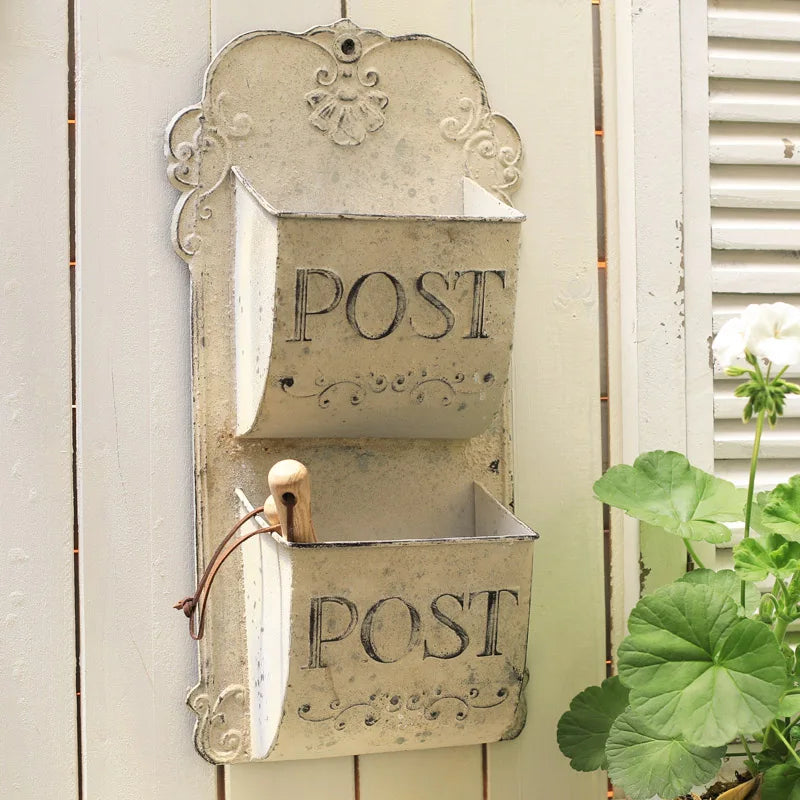 Outdoor Wall Mount Mailbox,  Metal French Rural Style, 3 Colors