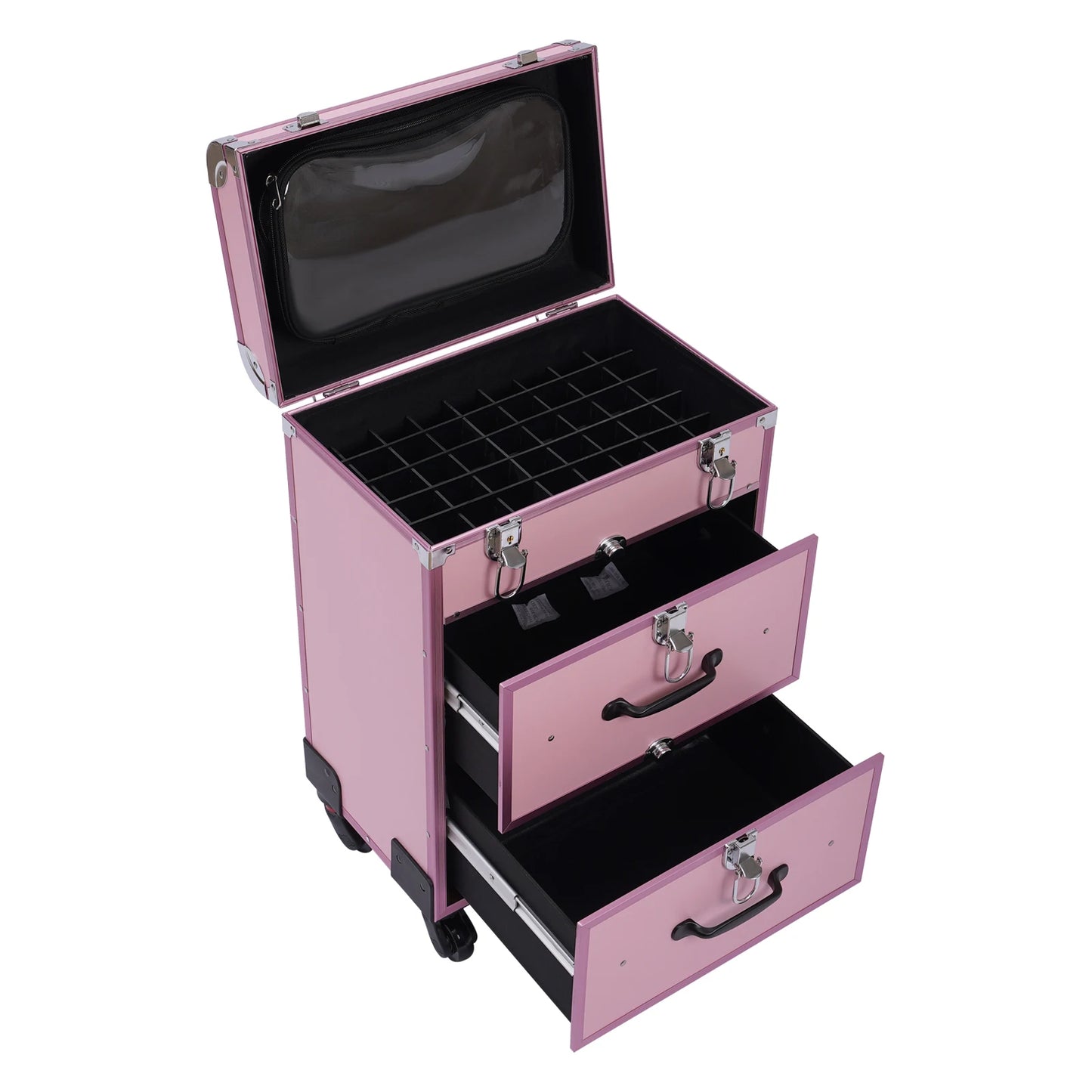 3 Tier Rolling Makeup Case Storage, with Locks, Professional Cosmetic Trolley, 2 Colors