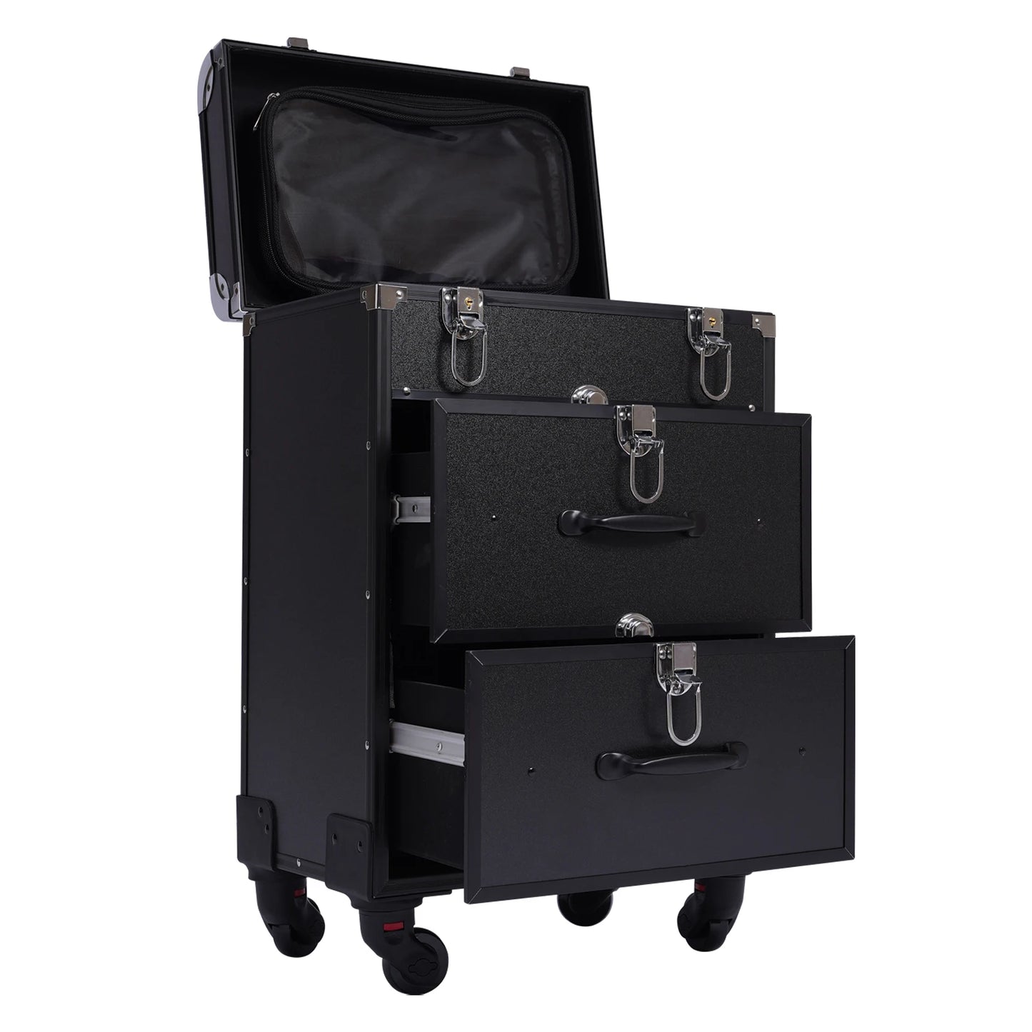 3 Tier Rolling Makeup Case Storage, with Locks, Professional Cosmetic Trolley, 2 Colors