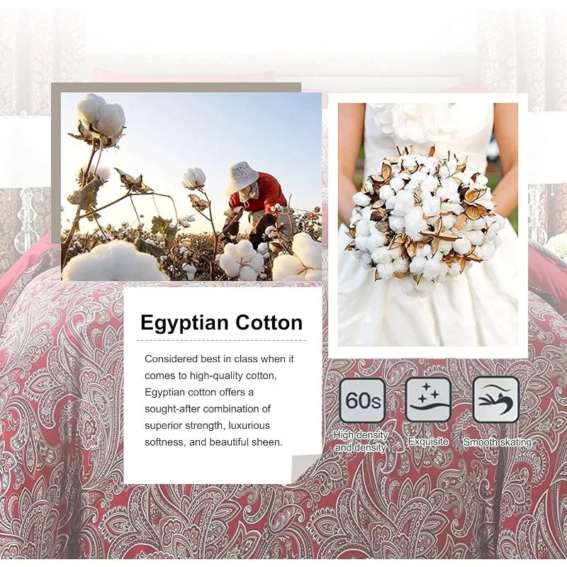 100% Cotton Garden Floral Bedding Set, Reversible, 14 Colors, 4 Sizes