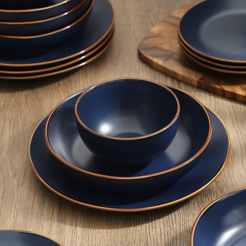 16-Piece Stoneware Dinnerware Set, 5 Colors