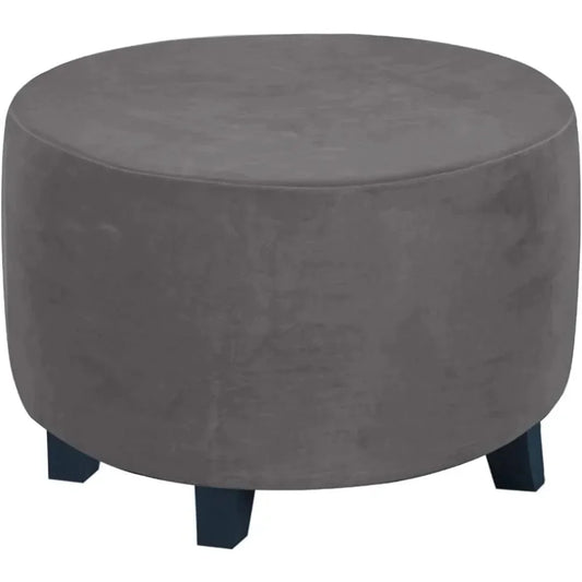 Round Ottoman Stool Covers, Plush Velvet, 2 Colors