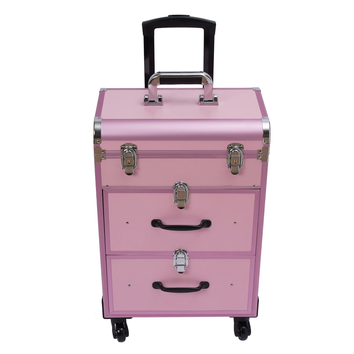 3 Tier Rolling Makeup Case Storage, with Locks, Professional Cosmetic Trolley, 2 Colors