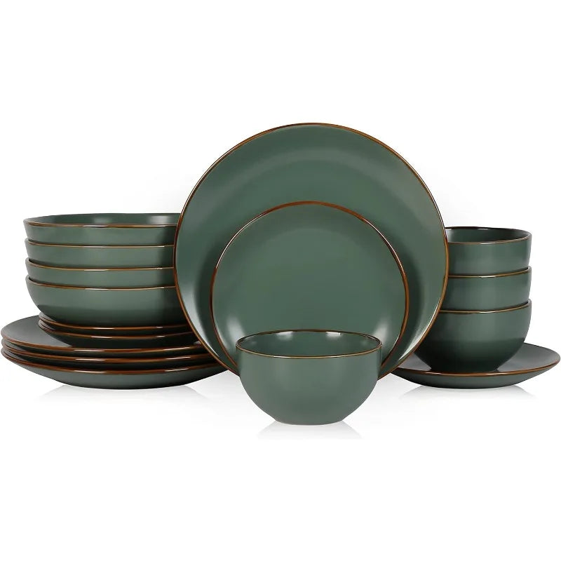 16-Piece Stoneware Dinnerware Set, 5 Colors