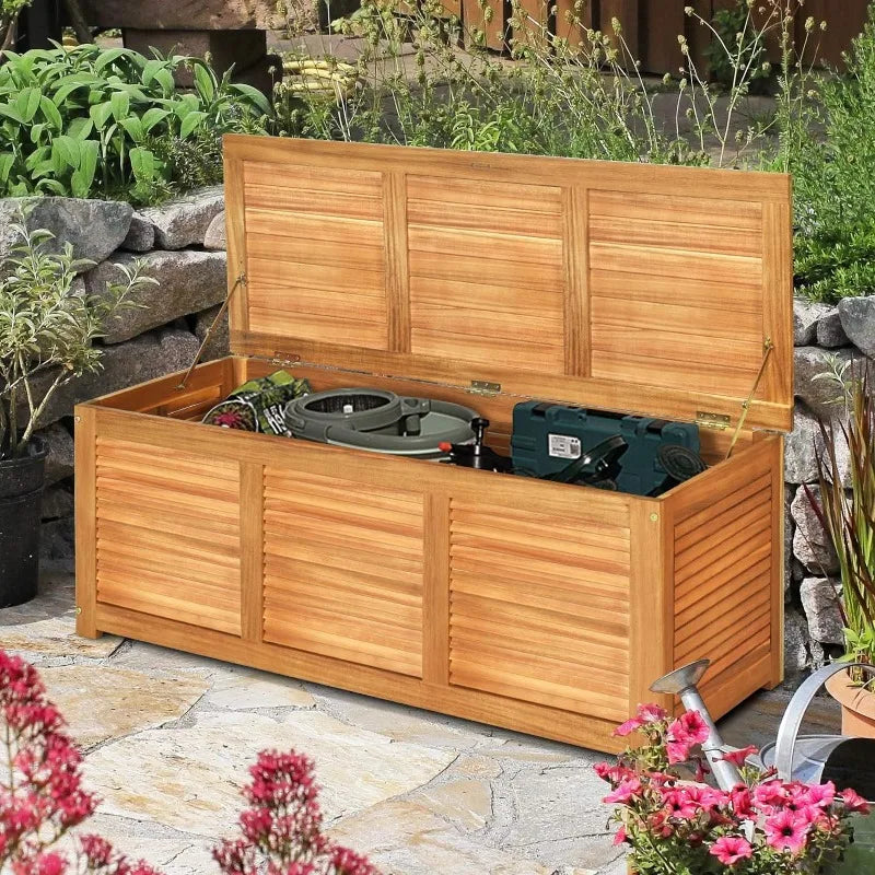 47 Gallon Outdoor Acacia Wood Storage Box