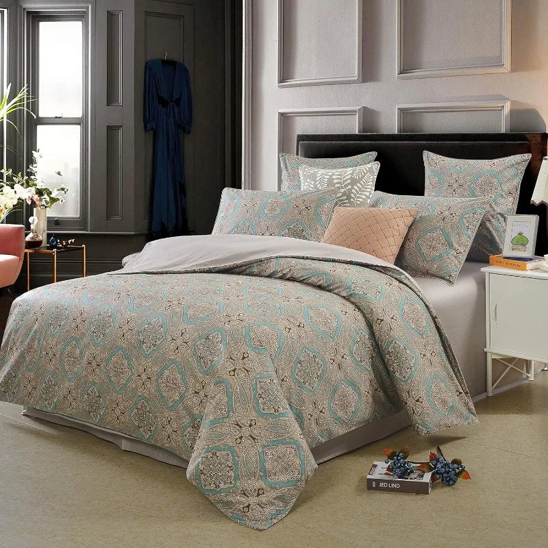 100% Cotton Garden Floral Duvet Cover Set, 3 Pieces, Reversible, 14 Colors, 4 Sizes