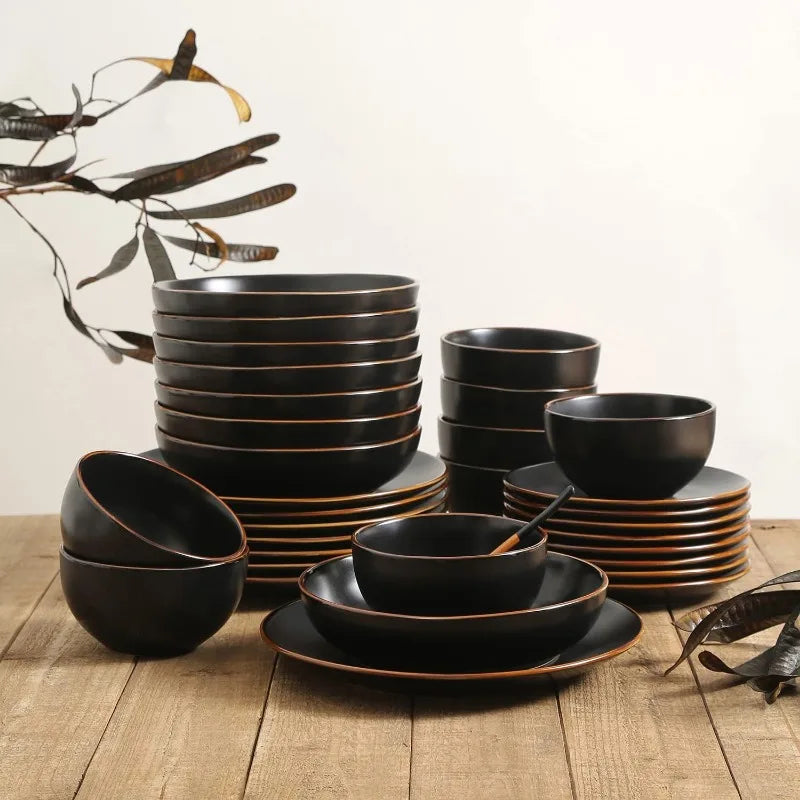 16-Piece Stoneware Dinnerware Set, 5 Colors