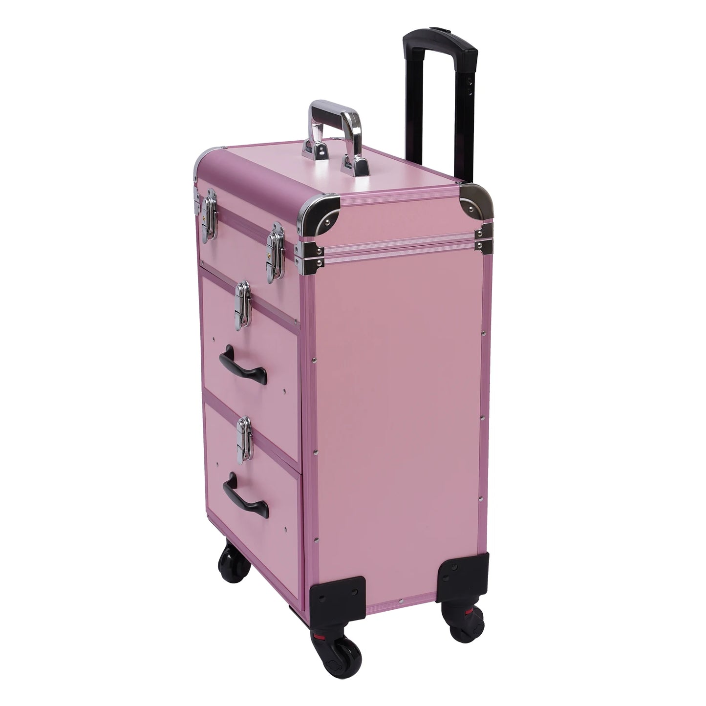 3 Tier Rolling Makeup Case Storage, with Locks, Professional Cosmetic Trolley, 2 Colors